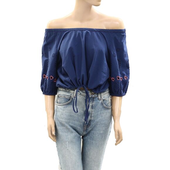 Kerri Rosenthal Lizzie Eyelet Blouse Top Heart Embroidered Cotton XS New 272481 - Picture 4 of 9